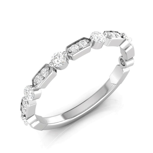 14k Gold Diamond Vintage Deco Stackable Ring Wedding Band - Abtin & Company 
