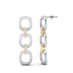 14k Two-toned Gold Chain-link Diamond Drop Earrings - Abtin & Company 