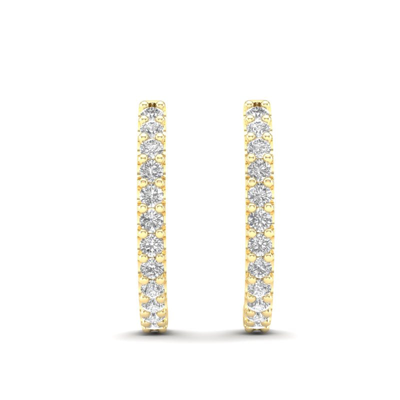 14k Gold Diamond Huggie Earrings - Abtin & Company 