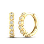14k Gold Huggie Milgrain Diamond Earrings - Abtin & Company 