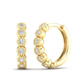 14k Gold Huggie Milgrain Diamond Earrings - Abtin & Company 