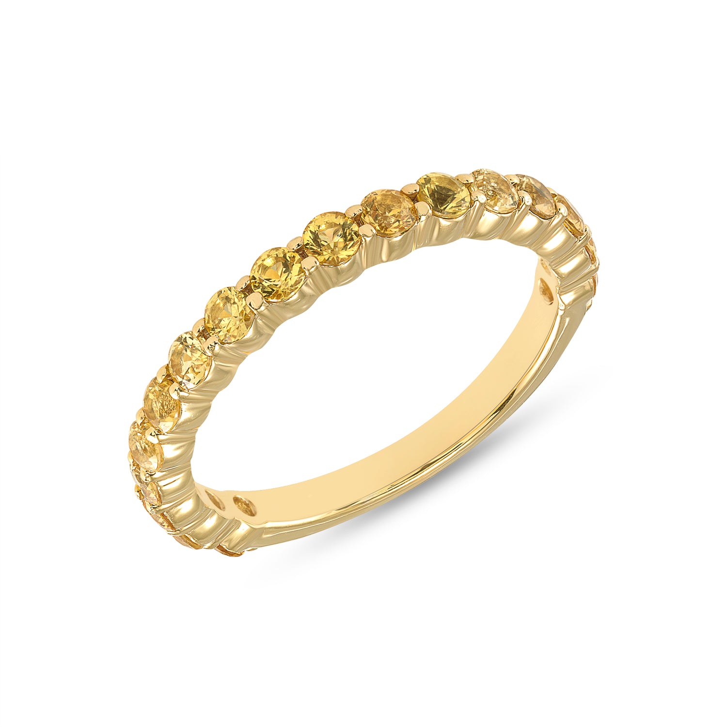 14K Yellow Gold Yellow Sapphire Stackable Wedding Band - Abtin & Company 