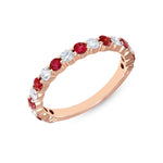 14K Rose Gold Alternating Diamond & Ruby Stacking Band - Abtin & Company 