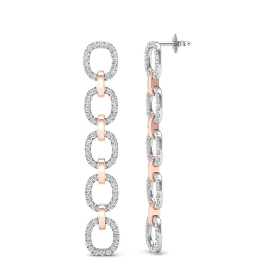 14k Two-toned Gold Chain-link Diamond Earrings - Abtin & Company 