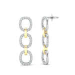 14k Two-toned Gold Chain-link Diamond Drop Earrings - Abtin & Company 