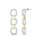 14k Two-toned Gold Chain-link Diamond Drop Earrings - Abtin & Company 