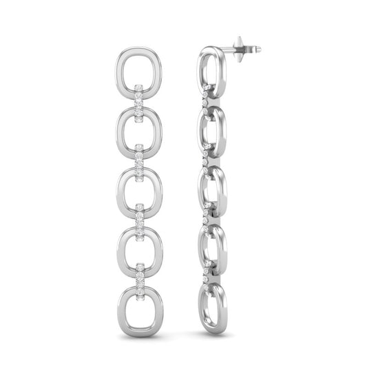 14k White Gold Chain-link Diamond Earrings - Abtin & Company 