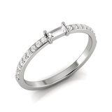 14k Gold White Baguette Sapphire & Diamond Wedding Band/Stackable Ring - Abtin & Company 