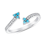 14K Gold Diamond and Turquoise Clover Bypass Ring - Abtin & Company 