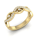 14k Gold Diamond Twisted Wedding Band Stacking Ring - Abtin & Company 