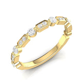 14k Gold Diamond Vintage Deco Stackable Ring Wedding Band - Abtin & Company 