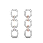 14k Two-toned Gold Chain-link Diamond Earrings - Abtin & Company 