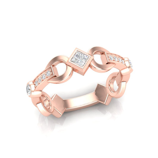 14k Diamond Interlock Stackable Ring Wedding Band - Abtin & Company 