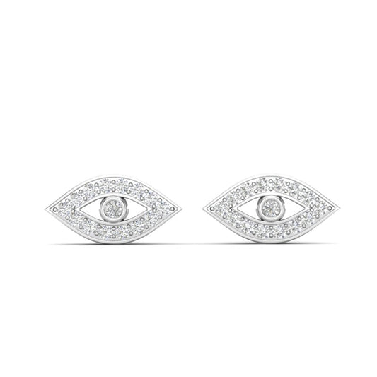 14k Gold Diamond Evil Eye Earring - Abtin & Company 