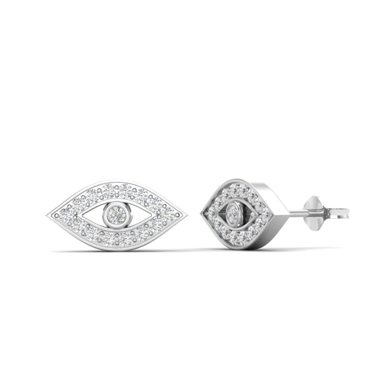 14k Gold Diamond Evil Eye Earring - Abtin & Company 