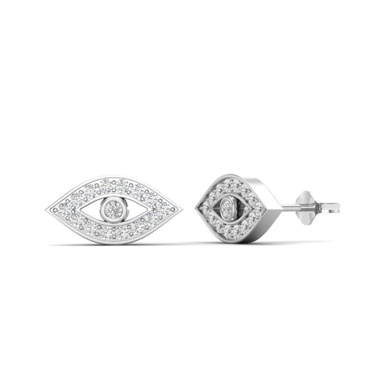 14k Gold Diamond Evil Eye Earring - Abtin & Company 