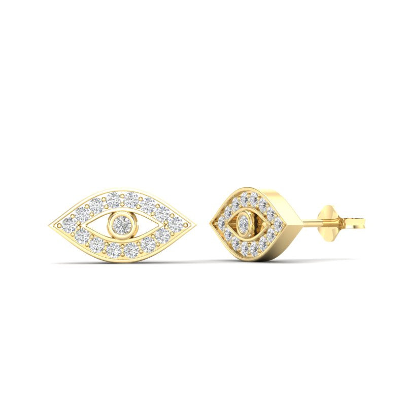 14k Gold Diamond Evil Eye Earring - Abtin & Company 