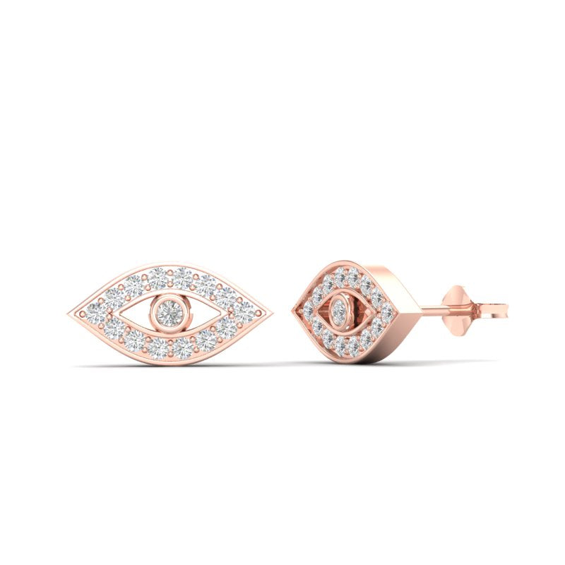 14k Gold Diamond Evil Eye Earring - Abtin & Company 