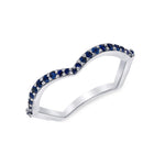14K Gold Blue Sapphire Wave Stackable Band - Abtin & Company 