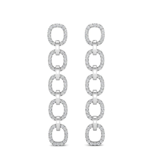 14k Gold Chain-link Diamond Drop Earrings - Abtin & Company 