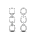 14k White Gold Chain-link Diamond Drop Earrings - Abtin & Company 