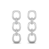 14k White Gold Chain-link Diamond Drop Earrings - Abtin & Company 