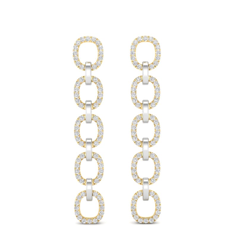 14k Two-toned Gold Chain-link Diamond Earrings - Abtin & Company 