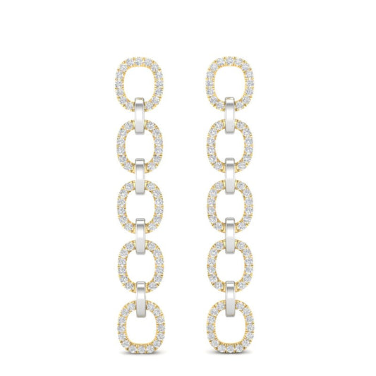 14k Two-toned Gold Chain-link Diamond Earrings - Abtin & Company 