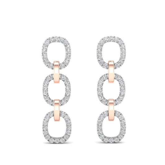 14k Two-toned Gold Chain-link Diamond Drop Earrings - Abtin & Company 