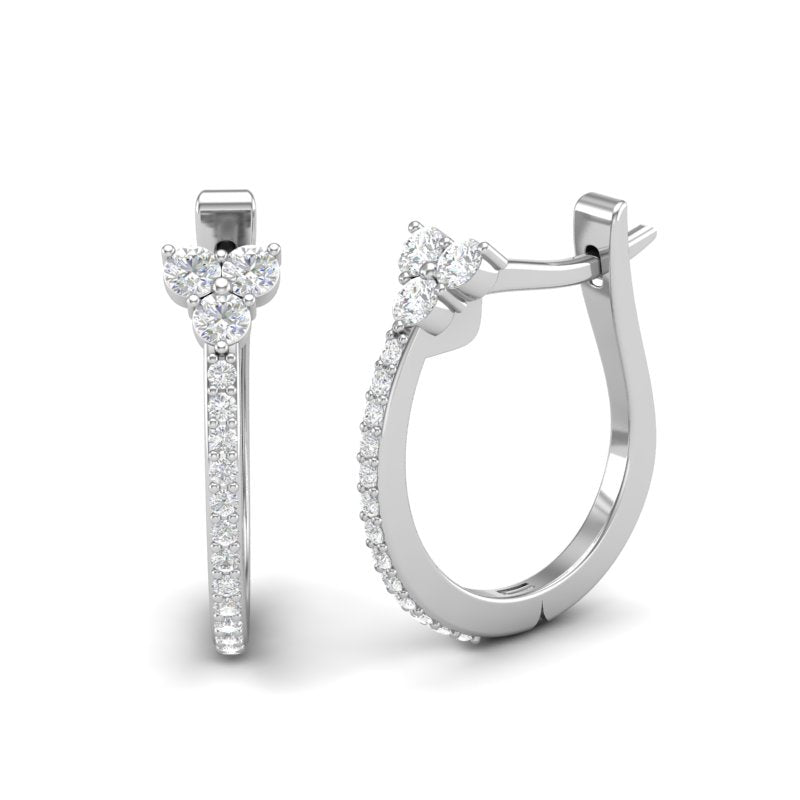 14K Gold Flower Diamond Huggie Earrings - Abtin & Company 