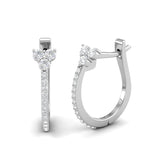 14K Gold Flower Diamond Huggie Earrings - Abtin & Company 