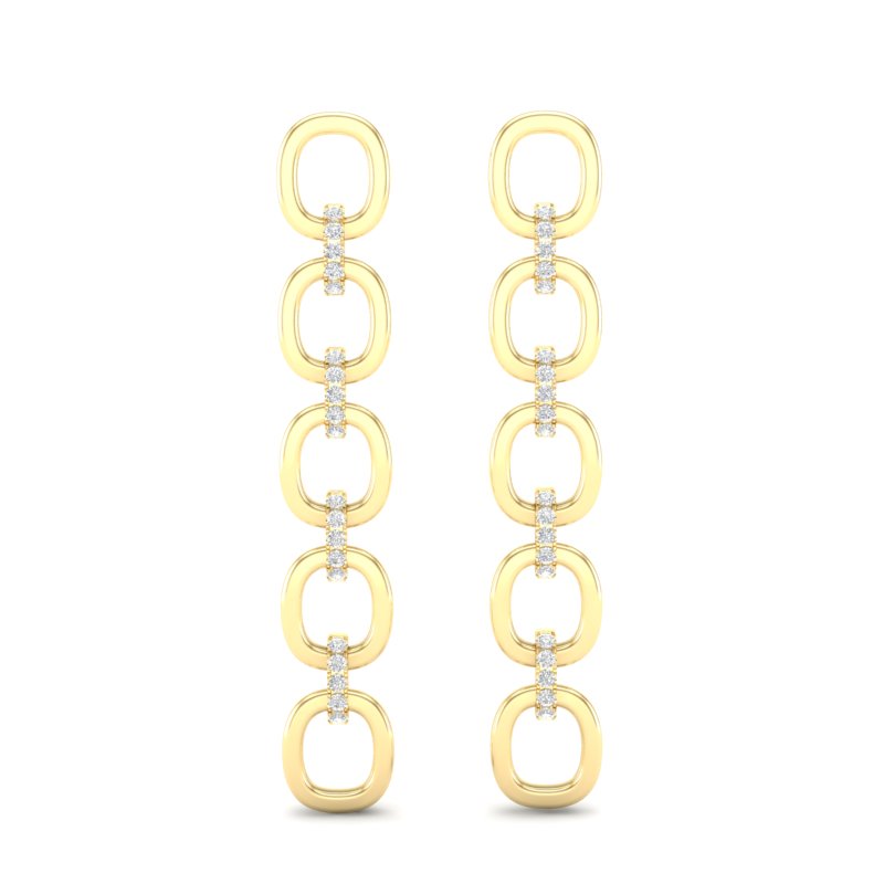 14k Two-toned Gold Chain-link Diamond Earrings - Abtin & Company 