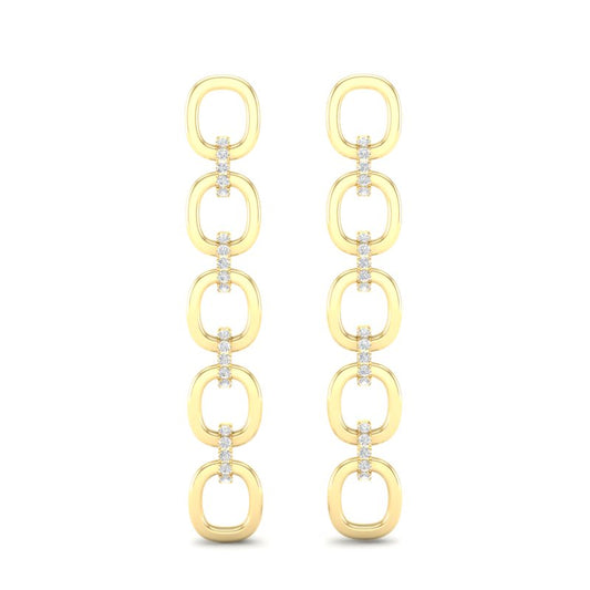 14k Two-toned Gold Chain-link Diamond Earrings - Abtin & Company 