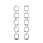 14k Two-toned Gold Chain-link Diamond Earrings - Abtin & Company 