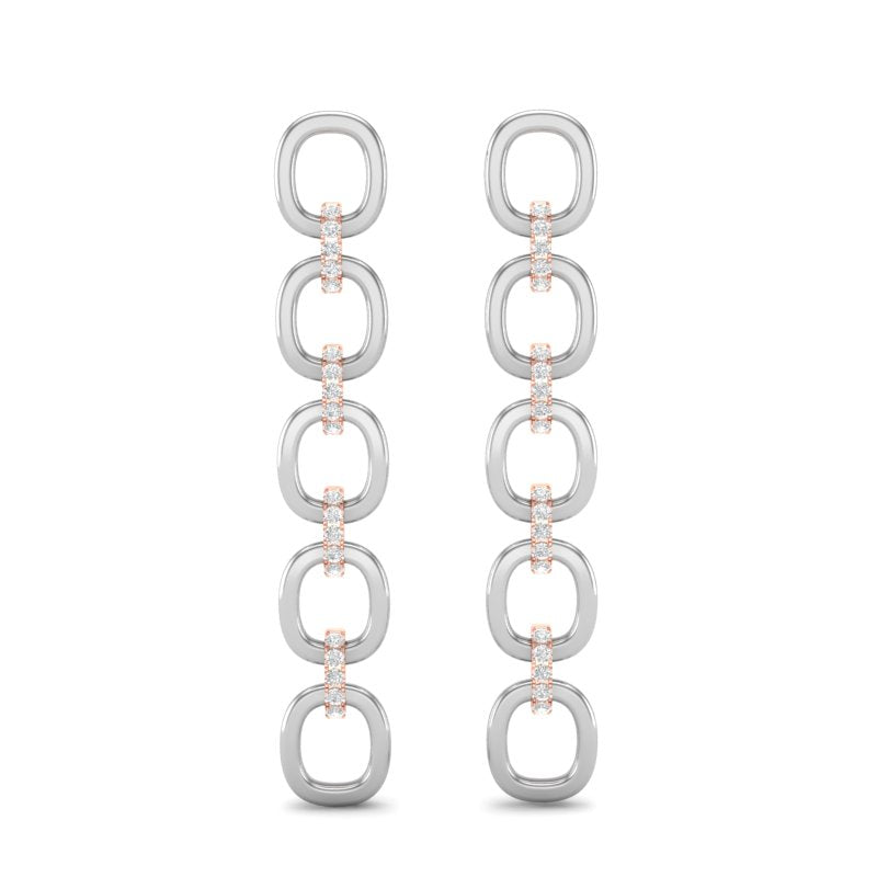 14k Two-toned Gold Chain-link Diamond Earrings - Abtin & Company 