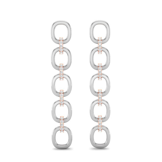 14k Two-toned Gold Chain-link Diamond Earrings - Abtin & Company 