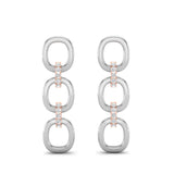 14k Two-toned Gold Chain-link Diamond Earrings - Abtin & Company 