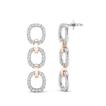 14k Two-toned Gold Chain-link Diamond Drop Earrings - Abtin & Company 