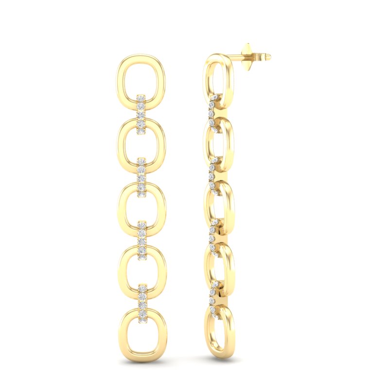 14k Two-toned Gold Chain-link Diamond Earrings - Abtin & Company 