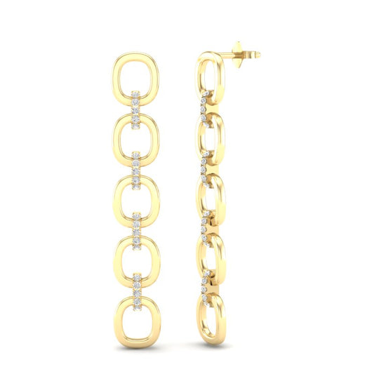 14k Two-toned Gold Chain-link Diamond Earrings - Abtin & Company 