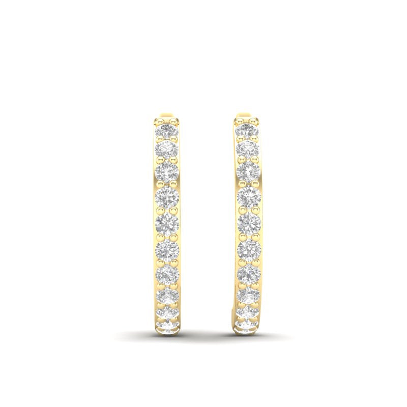 14k Gold/Diamond Huggie Earrings - Abtin & Company 