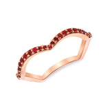 14K Rose Gold Ruby Wave Stacking Band - Abtin & Company 