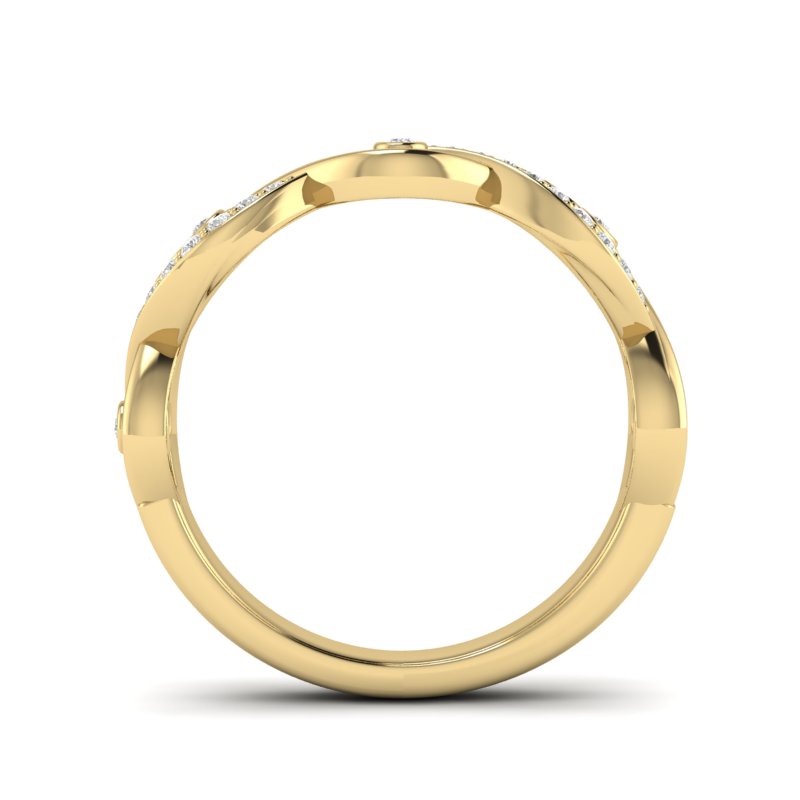 14k Gold Diamond Twisted Wedding Band Stacking Ring - Abtin & Company 