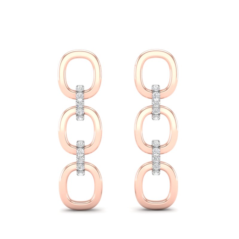14k Two-toned Gold Chain-link Diamond Earrings - Abtin & Company 