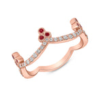 14K Rose Gold Diamond & Pink Sapphire Crown Ring Stacking Band - Abtin & Company 