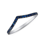 14K Gold Blue Sapphire Chevron Stackable Band - Abtin & Company 