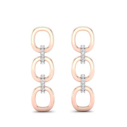 14k Two-toned Gold Chain-link Diamond Earrings - Abtin & Company 