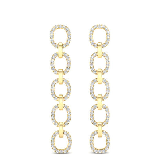 14k Two-toned Gold Chain-link Diamond Earrings - Abtin & Company 