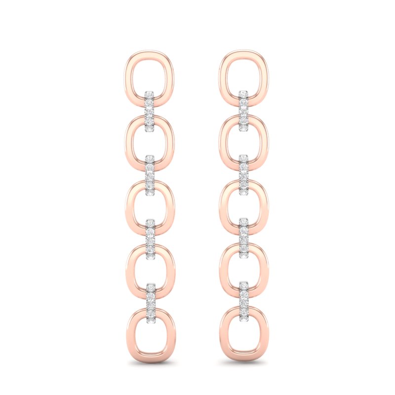 14k Two-toned Gold Chain-link Diamond Earrings - Abtin & Company 