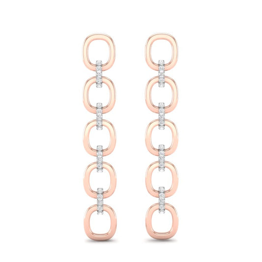 14k Two-toned Gold Chain-link Diamond Earrings - Abtin & Company 